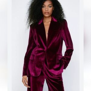 Burgundy velvet blazer - Nasty Gal size 8
